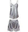 Сребриста пижама с къси панталони и дантела-2 снимка
