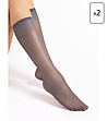 Комплект от 2 броя сиви дамски чорапи до коляното -0 снимка