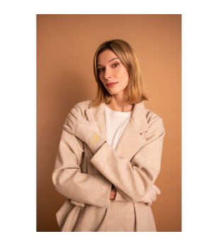 Дамски светлобежови ръкавици Marcia снимка