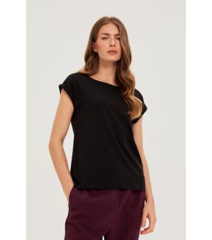 Дамска черна памучна тениска снимка