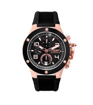 Мъжки часовник хронограф в черно и розовозлатисто снимка