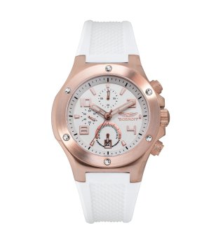 Кварцов часовник хронограф в розовозлатисто и бяло снимка