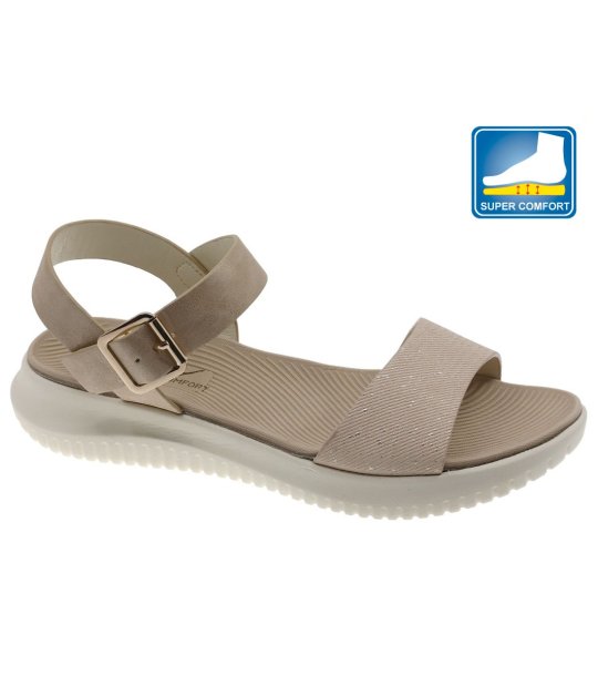 Дамски сандали в бежово с каишки снимка