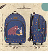 Тъмносиня раница на колелца - Detachable trolley and backpack - Adjustable padded shoulder straps - Ecologic material - Bear and rabbit-3 снимка