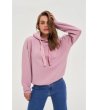 Дамски розов суитшърт с качулка-1 снимка
