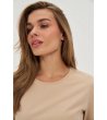 Дамска памучна бежова тениска-4 снимка