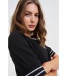 Дамска черна памучна блуза с кантове-4 снимка