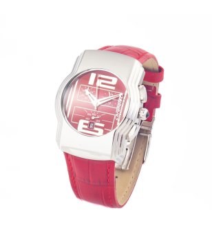 Унисекс часовник в розово и сребристо с кожена каишка снимка