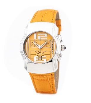 Унисекс кварцов часовник в оранжево и сребристо снимка