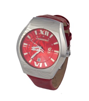Мъжки кварцов часовник в червено и сребристо снимка