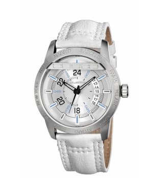 Аналогов мъжки часовник в сребристо с бяла каишка снимка