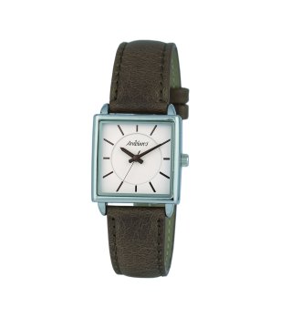 Класически унисекс сребрист часовник с кафява кожена каишка снимка