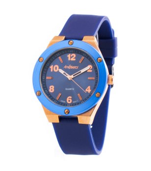 Аналогов кварцов часовник в синьо и оранжево снимка