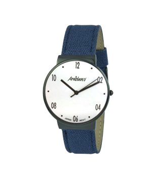 Кварцов часовник с текстилна верижка в синьо снимка