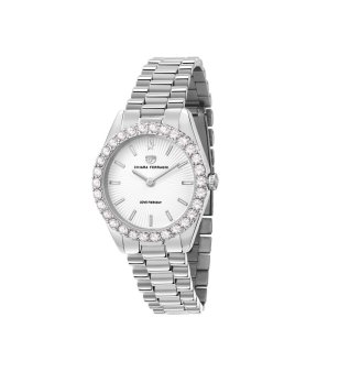 Дамски сребрист часовник с камъчета снимка