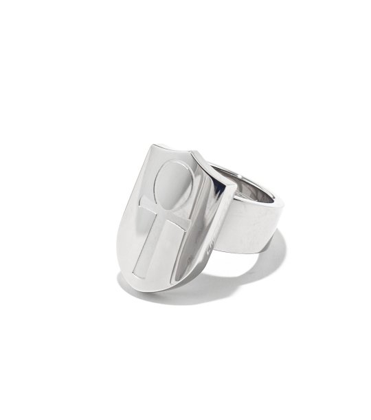 Дамски сребрист пръстен с релефен символ размер 11 снимка