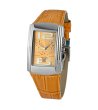 Аналогов часовник в оранжево и сребристо с кожена верижка-0 снимка