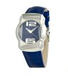 Унисекс часовник в сребристо и синьо с кожена каишка-0 снимка