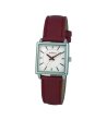 Аналогов кварцов сребрист часовник с кожена каишка в бордо-0 снимка