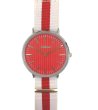 Часовник с текстилна каишка в бяло и червено-0 снимка
