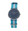 Унисекс аналогов часовник с текстилна каипшка в синьо и бяло-0 снимка