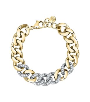 Дамска гривна в златисто и сребристо с камъчета снимка