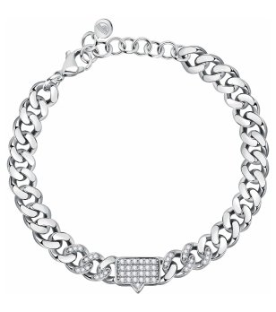 Дамска сребриста гривна с кристали снимка