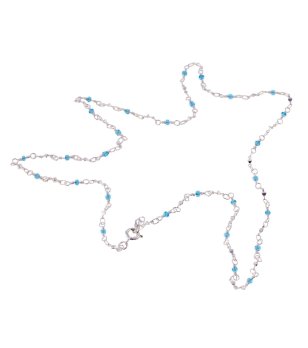 Дамско сребристо колие със сини мъниста снимка