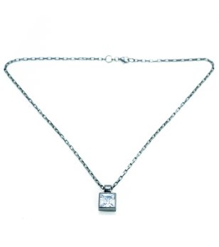 Колие сребристо колие с висулка с камък снимка