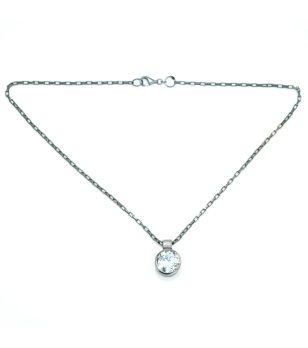 Сребристо дамско колие с кръгла висулка снимка