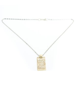 Дамско златисто колие с висулка плочка снимка