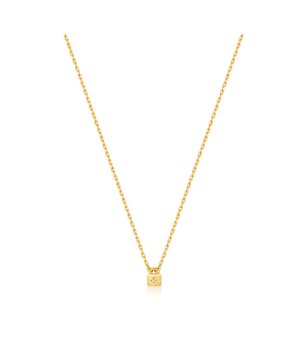 Дамско златисто колие с висулка катинарче снимка