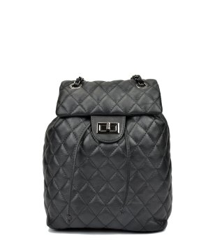 Дамска раница с капак в черно снимка