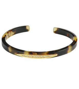 Гривна от смола в жълто и кафяво с камъчета снимка