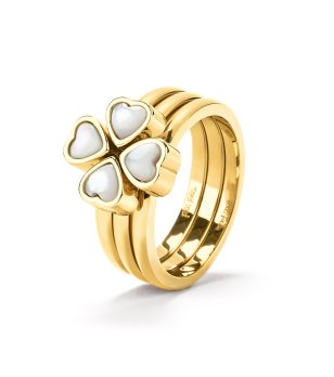 Дамски златист пръстен с детелина в бяло размер 52 снимка