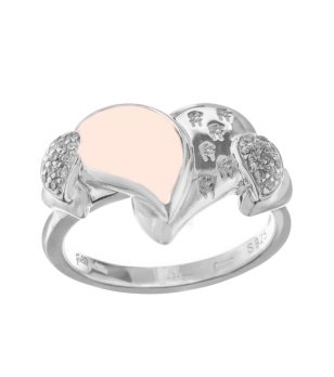 Дамски сребрист пръстен със сърце с кристали размер 50 снимка