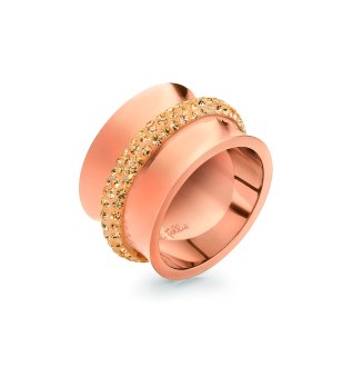 Широк дамски пръстен в розово с кристали размери 52 снимка