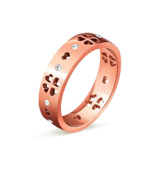 Дамски розовозлатист пръстен с орнаменти размер 52 снимка