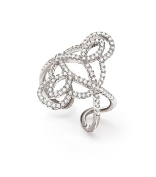 Дамски пръстен в сребристо с орнаменти с кристали размер 54 снимка