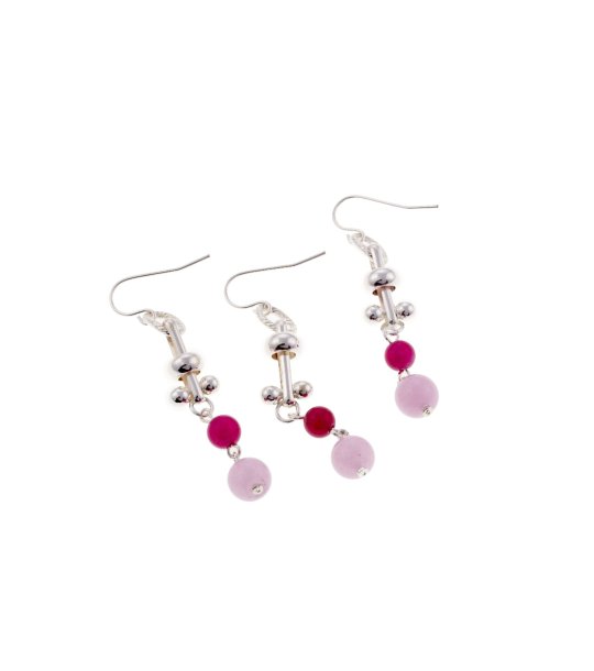 Дамски обеци с висулки в розово снимка