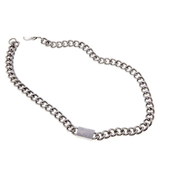 Сребрист чокър с правоъгълен елемент снимка