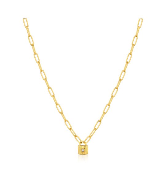 Златисто дамско колие с верижка с катинарче снимка