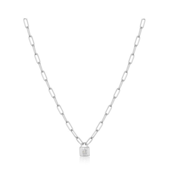 Дамско сребристо колие с катинарче снимка