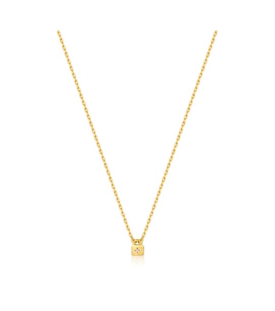 Дамско златисто колие с висулка катинарче снимка