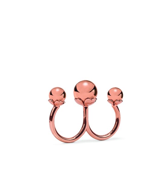 Двоен розов пръстен с топчета размер 54 снимка