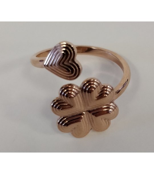 Дамски пръстен със сърце и детелина размер 56 снимка