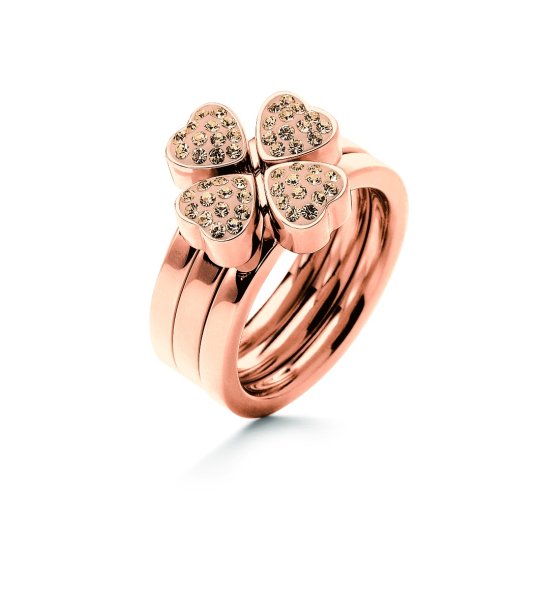 Дамски розовозлатист пръстен с детелина размер 54 снимка