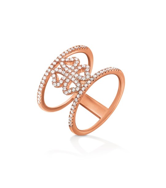 Пръстен в розовозлатисто с кристали размер 54 снимка