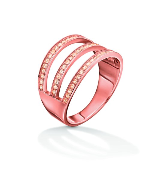 Дамски розов пръстен с кристали  размер 52 снимка