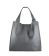 Дамска кожена чанта в сиво-0 снимка